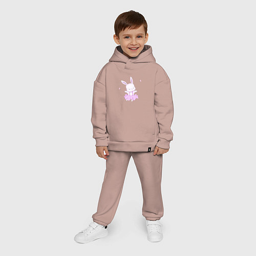Детский костюм оверсайз Милый Крольчонок Танцует С Бабочками / Пыльно-розовый – фото 4
