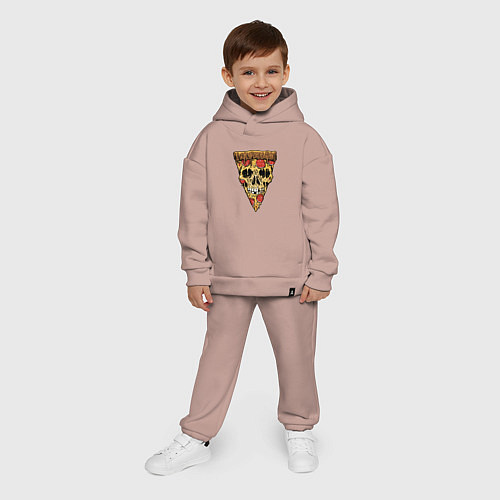 Детский костюм оверсайз Pizza - Skull / Пыльно-розовый – фото 4