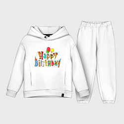 Детский костюм оверсайз Happy birthday greetings, цвет: белый