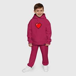 Детский костюм оверсайз Пиксельное сердце-здоровье - Красный, цвет: маджента — фото 2