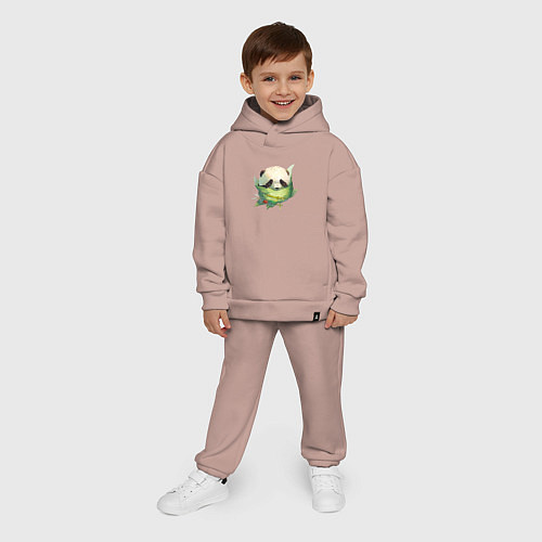 Детский костюм оверсайз Детёныш панды в гнезде из листьев / Пыльно-розовый – фото 4