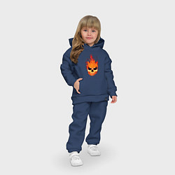 Детский костюм оверсайз Огненный злой череп, цвет: тёмно-синий — фото 2
