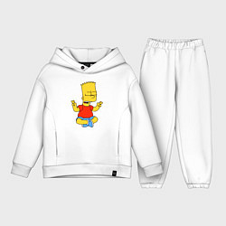 Детский костюм оверсайз Барт Симпсон - сидит со скрещенными пальцами, цвет: белый