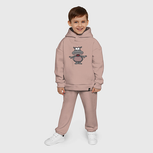 Детский костюм оверсайз Маленький счастливый бегемот / Пыльно-розовый – фото 4