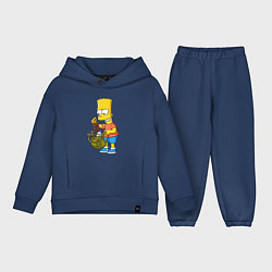 Детский костюм оверсайз Барт Симпсон разбирает свой рюкзак, цвет: тёмно-синий