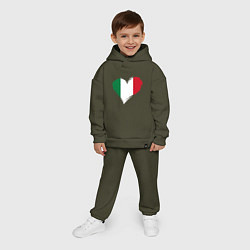 Детский костюм оверсайз Сердце - Италия, цвет: хаки — фото 2