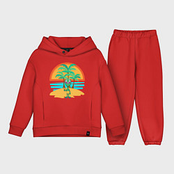 Детский костюм оверсайз Пришелец на пляже, цвет: красный