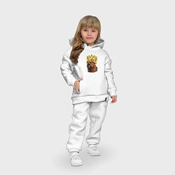 Детский костюм оверсайз Патриотичный медведь на фоне герба, цвет: белый — фото 2