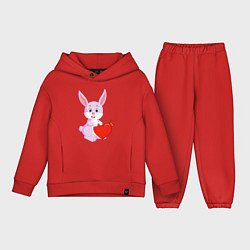 Детский костюм оверсайз Кролик с сердцем, цвет: красный