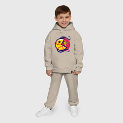 Детский костюм оверсайз Pacman из ретро игры извергает пламя, цвет: миндальный — фото 2