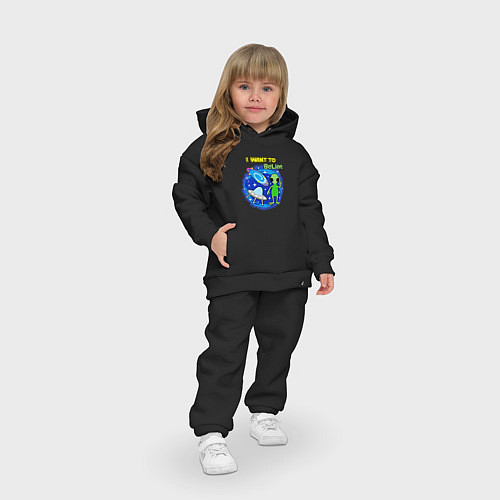 Детский костюм оверсайз Космос вселенная НЛО я хочу верить / Черный – фото 3