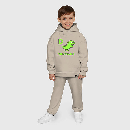Детский костюм оверсайз Dinosaur D / Миндальный – фото 4