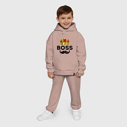 Детский костюм оверсайз BOSS и корона с усами, цвет: пыльно-розовый — фото 2