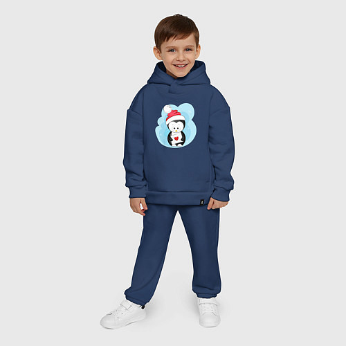 Детский костюм оверсайз Пингвин с письмом / Тёмно-синий – фото 4