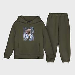 Детский костюм оверсайз Viva la Argentina - Lionel Messi - world champion, цвет: хаки