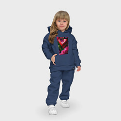 Детский костюм оверсайз Сердце с цветами, цвет: тёмно-синий — фото 2