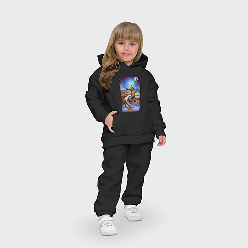 Детский костюм оверсайз Космическое пугало - нейросеть / Черный – фото 3