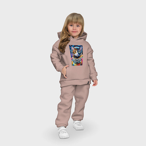 Детский костюм оверсайз Котёнок космонавт - нейросеть / Пыльно-розовый – фото 3