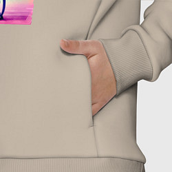 Детский костюм оверсайз Alien cub - neural network - neon glow, цвет: миндальный — фото 2