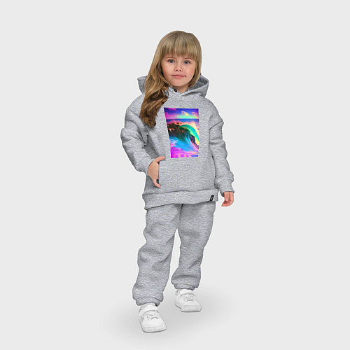 Детский костюм оверсайз Неоновая волна - тихий океан / Меланж – фото 3