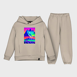 Детский костюм оверсайз Неоновые горы, цвет: миндальный