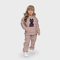 Детский костюм оверсайз Котяра в модном свитере - неон, цвет: пыльно-розовый — фото 2