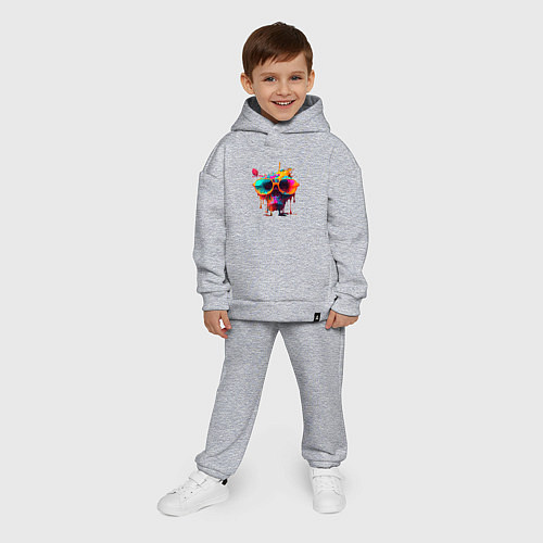 Детский костюм оверсайз Красочный неоновый коктейль в черепе / Меланж – фото 4