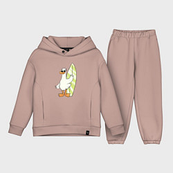 Детский костюм оверсайз Гусь серфингист в очках, цвет: пыльно-розовый