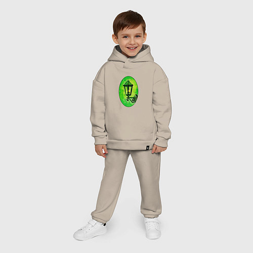 Детский костюм оверсайз Зелёный уличный фонарь в рамке / Миндальный – фото 4