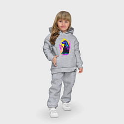 Детский костюм оверсайз Cool dinosaur - cyberpunk - neural network, цвет: меланж — фото 2