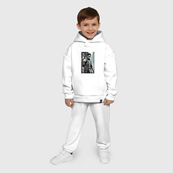 Детский костюм оверсайз Кибер-ниндзя - иероглифы, цвет: белый — фото 2