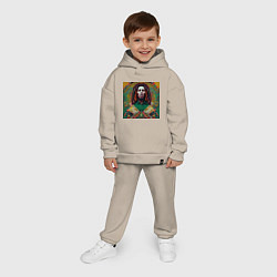 Детский костюм оверсайз Фрактальный граффити арт Боб Марли, цвет: миндальный — фото 2