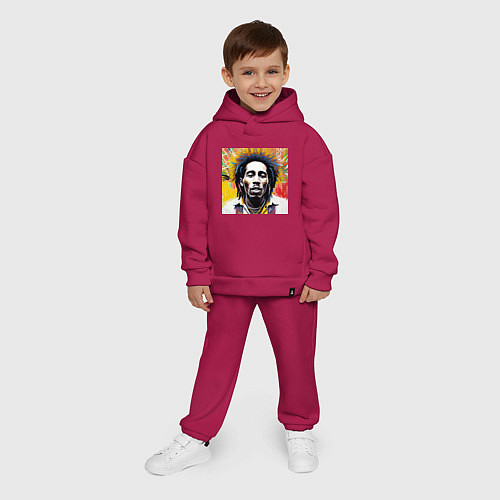 Детский костюм оверсайз Арт Граффити Боб Марли / Маджента – фото 4