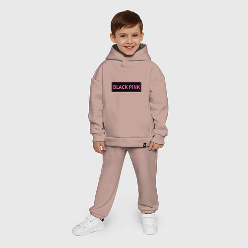 Детский костюм оверсайз Логотип Блек Пинк / Пыльно-розовый – фото 4
