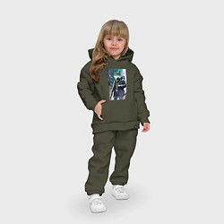 Детский костюм оверсайз Крутой волчара - киберпанк - нейросеть, цвет: хаки — фото 2