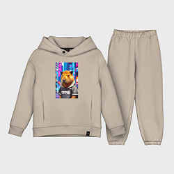 Детский костюм оверсайз Cool capybara - urban style - neural network, цвет: миндальный