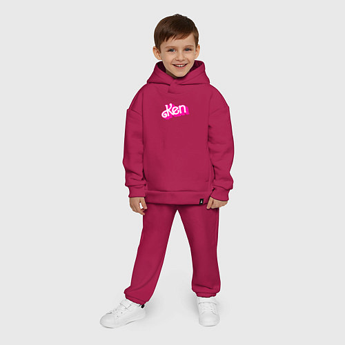 Детский костюм оверсайз Логотип розовый Кен / Маджента – фото 4