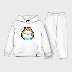 Детский костюм оверсайз Стикер - толстый кот - нейросеть, цвет: белый
