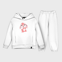 Детский костюм оверсайз Розовый крольчонок, цвет: белый