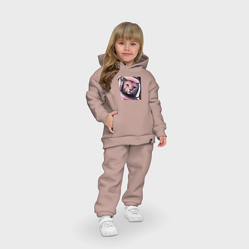 Детский костюм оверсайз Рысь космонавт / Пыльно-розовый – фото 3