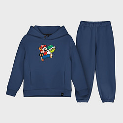 Детский костюм оверсайз Марио несёт черепашку, цвет: тёмно-синий
