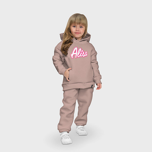 Детский костюм оверсайз Алиса в стиле барби - объемный шрифт / Пыльно-розовый – фото 3