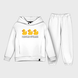Детский костюм оверсайз Работаю сутками - желтые резиновые утята, цвет: белый