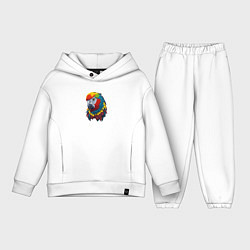 Детский костюм оверсайз Красочный попугай в ярких перьях, цвет: белый