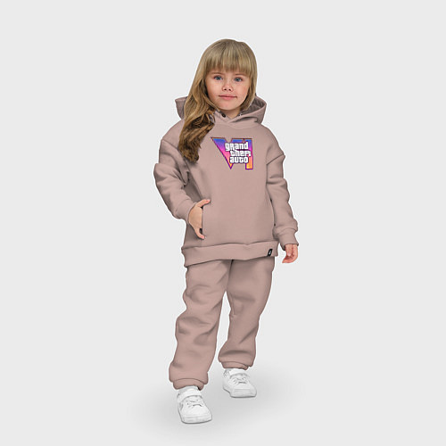 Детский костюм оверсайз GTA 6 logo / Пыльно-розовый – фото 3
