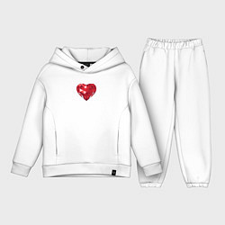 Детский костюм оверсайз Красное рубиновое сердце, цвет: белый