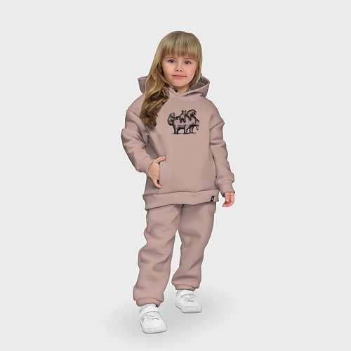 Детский костюм оверсайз Медведица с медвежатами / Пыльно-розовый – фото 3