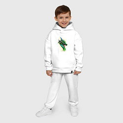 Детский костюм оверсайз Зеленый Фантастический Дракон, цвет: белый — фото 2