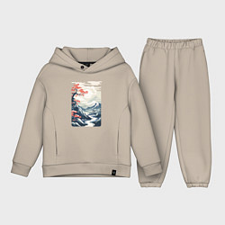 Детский костюм оверсайз Горный пейзаж в японском стиле, цвет: миндальный