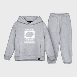 Детский костюм оверсайз Warning - high brain activity, цвет: меланж